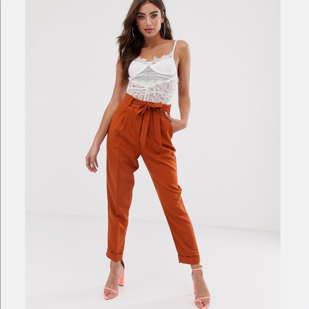 ASOS woven peg pants with obi tie
